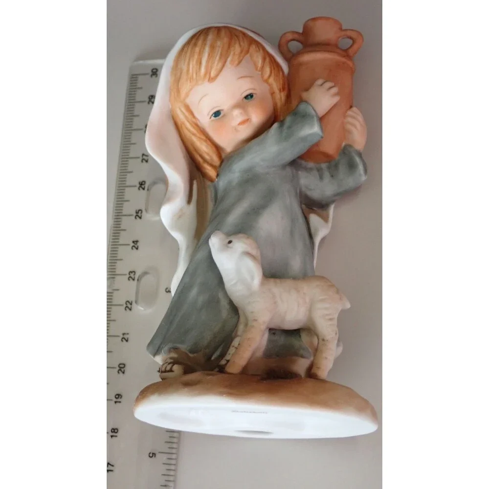 Rebekah Little Bible Friends ENESCO Girl With Lamb Porcelain Figurine 1980 VTG